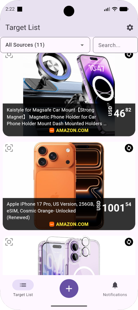 Histórico de preços da Amazon no Price Recon